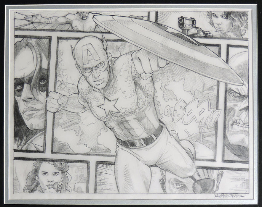 Captain America Beyond The Borders Framed Original Art by Randy Martinez